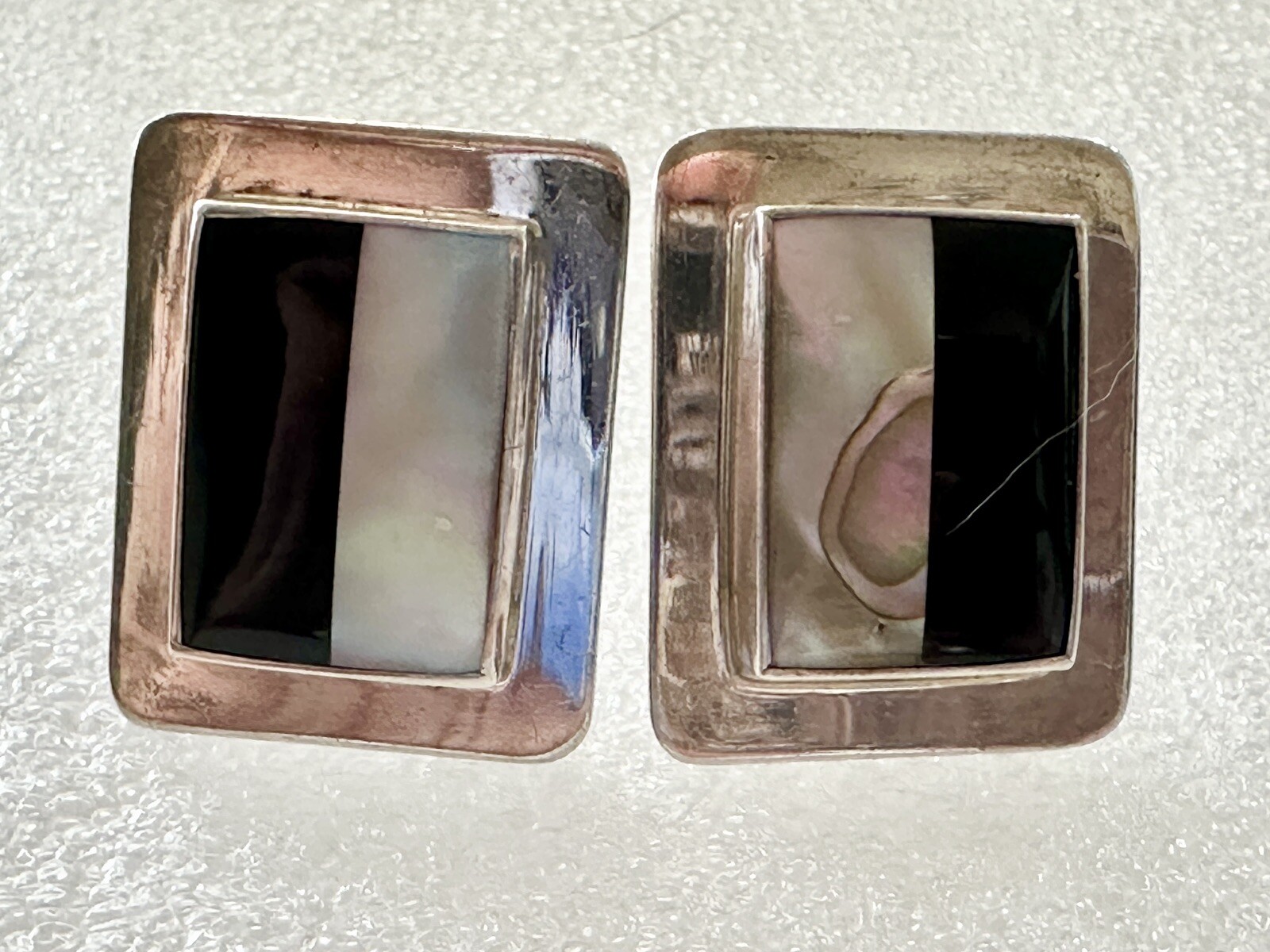 Vintage Rectangular Sterling Silver 925, MOP, Ony… - image 10