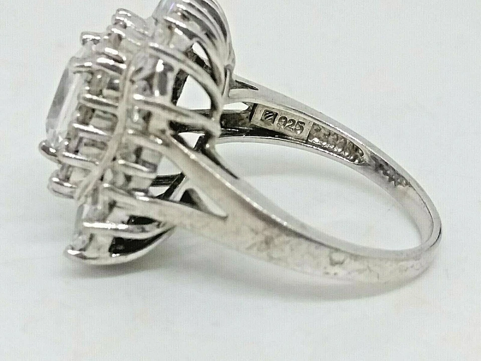 Swarovski CZ Emerald Cut Ring with Baguettes and Rounds Size 6 - Image 3 of 4