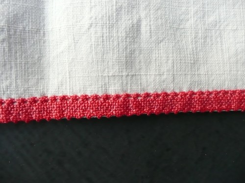 antique linen tablecloth with color embroidered flower decor - Picture 6 of 7