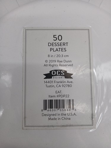 Rae Dunn 50 Count Dessert Paper Plates 8" EAT. (New) Sealed *** - Picture 5 of 6