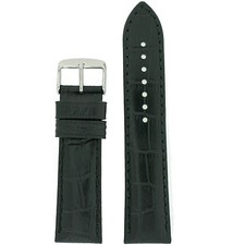 Tech Swiss LEA1800 Watch Band Black Leather Crocodile Grain