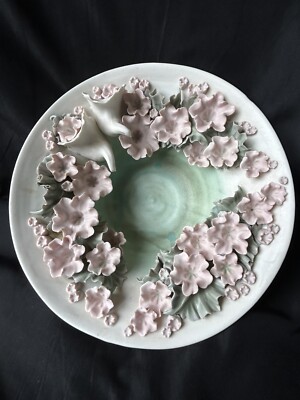 Vintage Blumen & Paar Liebe Tauben dekorative Schale Schachtel Keramik Isle of Wight