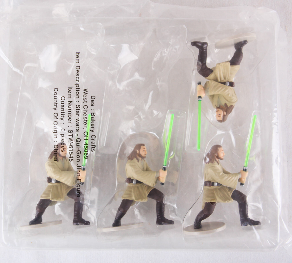 Qui-Gon Jinn from Star Wars, Lot of 4 PVC Figurines, Cake Toppers