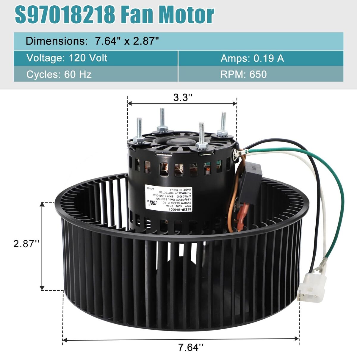 S97018218 Fan Motor Replacement for Broan Nutone QTRN110 S97018218 Fan Motor Replacement for Broan Nutone QTRN110