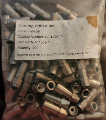 Corning Gilbert Inc coaxial cable connectors GF-URS-59 Item ID NS-11559-1 (100)