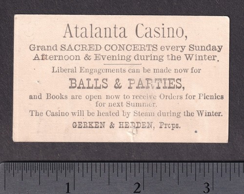 Harlem 1800's Atlanta Casino 155th St. Station New York City RR Gnome Trade Card - Picture 2 of 4