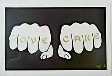 T.Wat. Street Art 'Love Cake' Stencil, Signed, Stamped Original, Urban Art