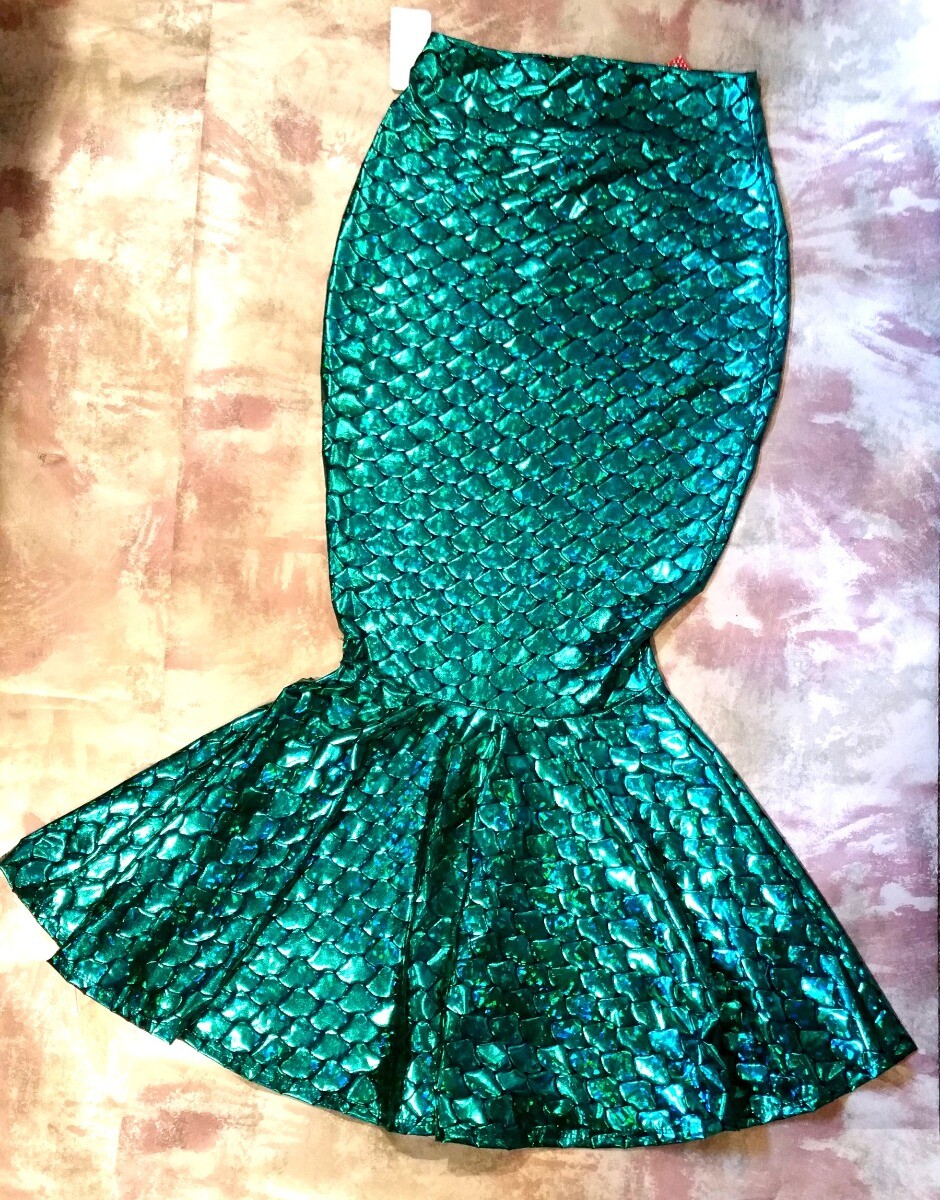 Sidecca Faux Leather Wet Look Metallic Mermaid Costume Skirt