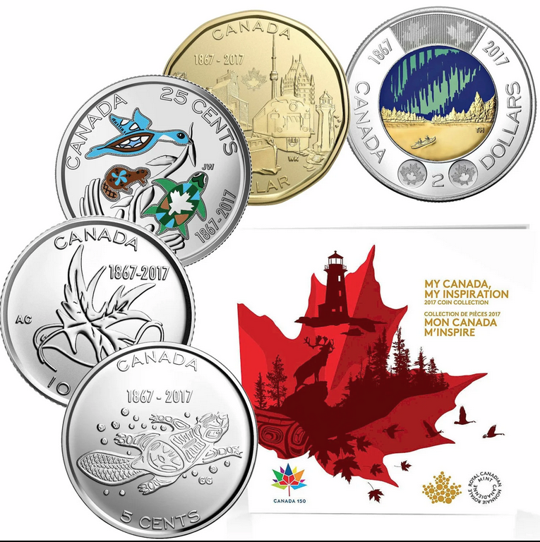 2017 Canada 150 - 5 coin gift set w Glow in dark toonie (Dance of