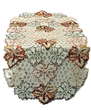 Doily Boutique Table Runner, Dresser Scarf, or Doily with Fall Cutwork Leaves