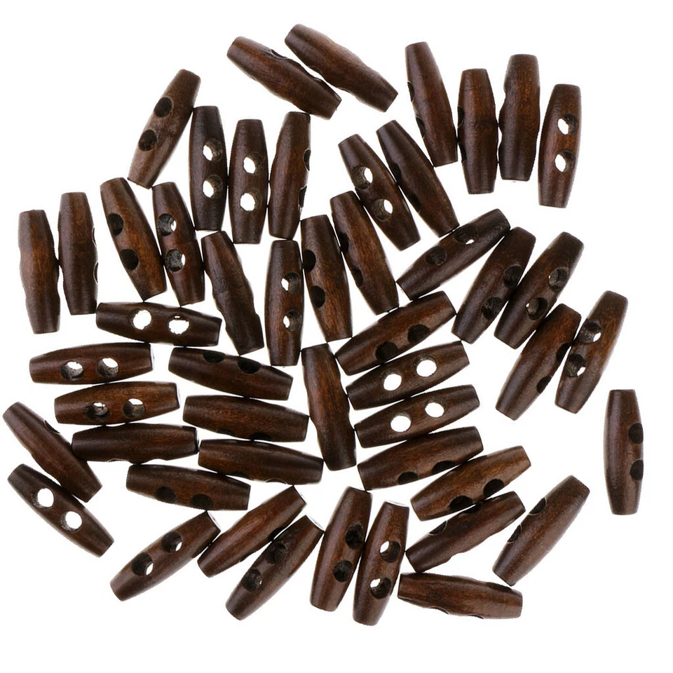100pcs Vintage Style Wooden Toggle Buttons for Cloth Sewing Accessories - Image 3 of 4