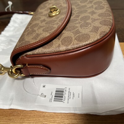 Coach Willow Saddle Shoulder Bag Crossbody Signature Canvas TAN