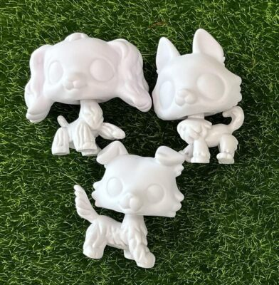 #ad 3x White Base for Pet Shop Collie Cocker Spaniel Husky DIY Paint Design Your Pet $11.00