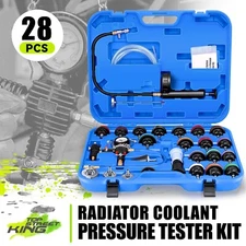 28Pcs Radiator Coolant Pressure Tester Vacuum Refill Tool Kit Blue Carrying Case