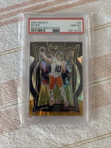 2024 PANINI SELECT - BO NIX CONCOURSE BLACK & GOLD SHOCK #30 ROOKIE RC PSA 10