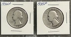 1934 P, 1935 P WASHINGTON QUARTERS, CIRCULATED, UNGRADED