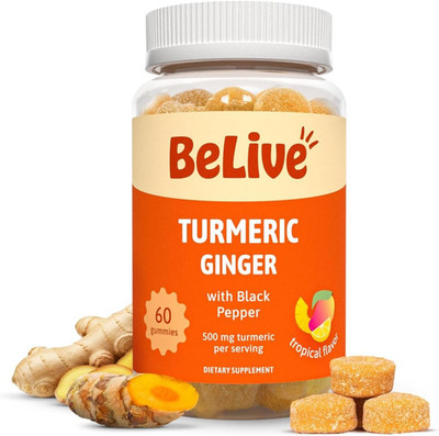 Turmeric & Ginger Gummies 500mg, Joint Support, Vegan, 60 Count Gummies