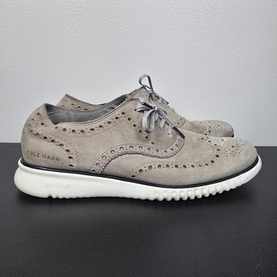 Cole Haan Shoes Mens 10 Gray Suede 2.Zerogrand Wingtip Oxford