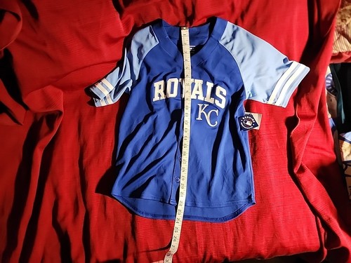 Kansas City Royals button down youth jersey Large 10 12 L NEW KC boy girl MLB - Picture 7 of 9