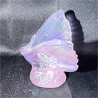 Fenton Pink Iridescent Glass Butterfly Figurine Glossy Decorative Butterflies