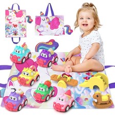 Seveclotree Toddler Car Toys, 10 PCS with Playmat/Storage Bag, Toys for 2-4 Year