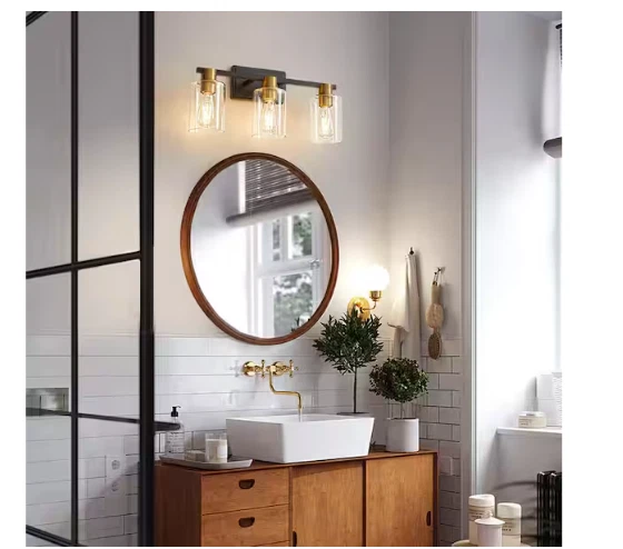 Deyidn Farmhouse 19.68 in. 3-Light Black and Gold Modern Industrial Dresser Lamp - Image 2 of 4