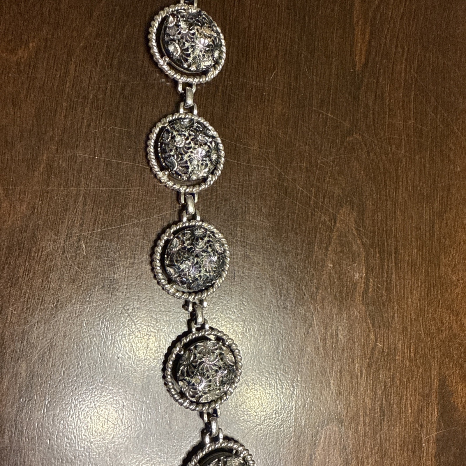 Vintage Sarah Coventry Northern Lights Iridescent Glass Bracelet Silver Tone