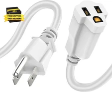 Power Extension Cord 0.5Ft/6Inch, Short 3 Prong Electric Extension Cable Outlet