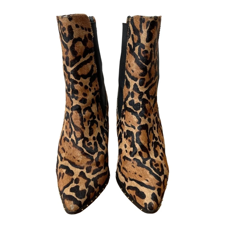 Topshop 7 Harrison Leopardo Pelo de becerro Botín Tacón Bloque Estampado Animal Marrón 37 Foto 2 de 4
