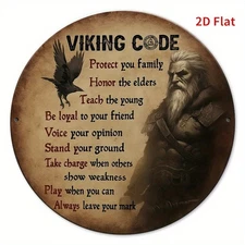 [Viking Metal Wall Art] ] 1pc Viking Code Tin Metal Signs Home Décor 8x8 Inch Du