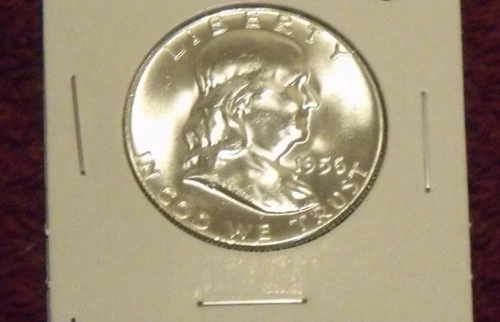 SILVER 1956 Franklin half dollar  Very Nice coin Proof Like