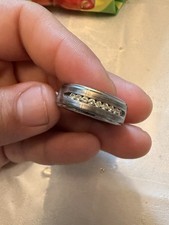 Triton Mens Sliver Wedding Ring With Natural Diamonds Size 8-8.5