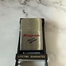 SnapOn Logo Zippo Brushed Finish Used Collectible