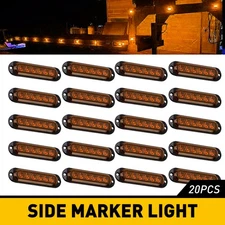 20x LED Side Marker Amber Lights Clearance Light Truck Trailer RV Waterproof