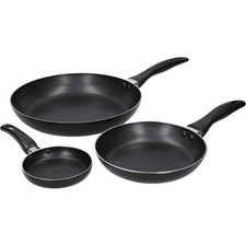 Image of KitchenCraft 3‑Piece Non‑Stick Frying Pan Set – 28/20/12cm Aluminium Cookware