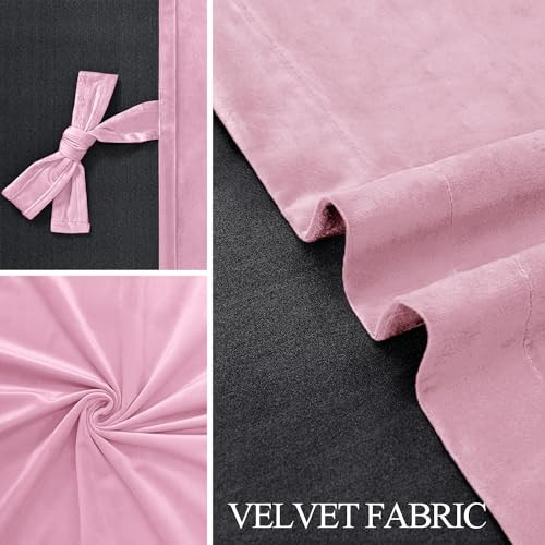Velvet Curtains 84 inches for Living Room - 60"W x 84"L (Pack of 2) Pink - Picture 3 of 7