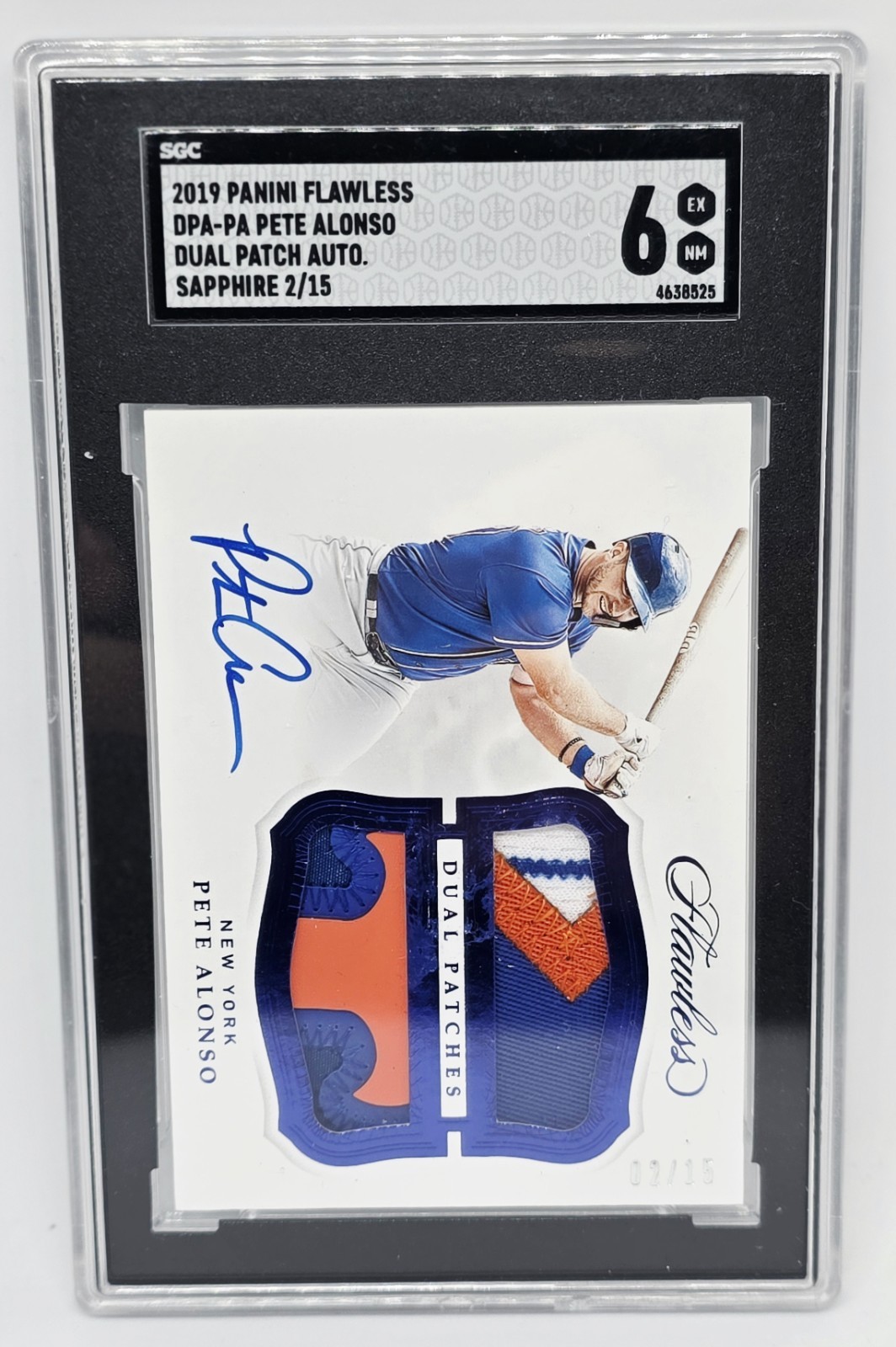 Pete Alonso 2019 Panini Flawless Dual Rookie Auto Patch rc RPA /15 Mets Orioles view 1