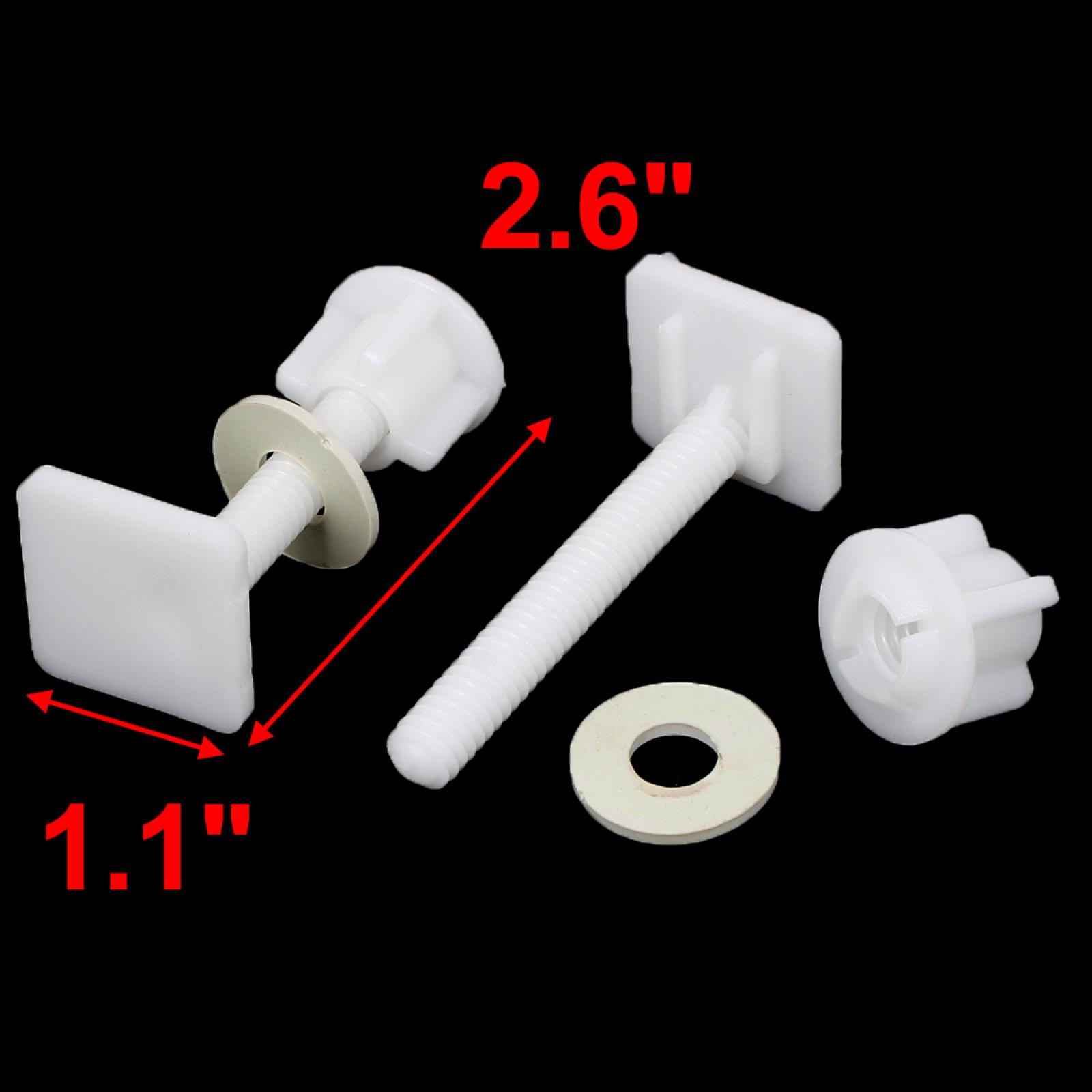 8mm Thread Square Shaped Toilet Seat Hinge Bolts Nuts White 2pack