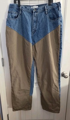 Columbia Mens 40x32 Blue Denim Khaki Reinforced Work Jeans Outdoor Utility Relax