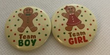 Gender Reveal Pins - Team Boy or Girl Pins Gingerbread Man Or Woman -70 Buttons