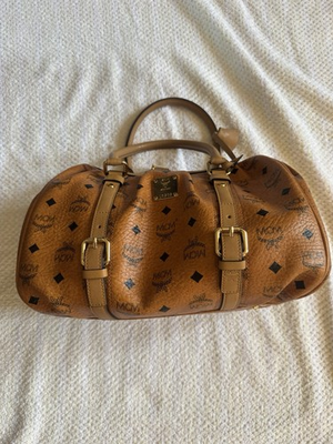 #ad MCM Tan Visetos Signature Duffel Bag with Gold Hardware $380.00