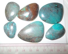 Turquoise Stone Flat Free Form Cabochon 228 Carat 6 pieces 45.6 gram
