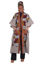 African Kimono Cardigan with Pockets  Matching Headwrap  One Size