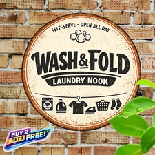 Laundry Room Metal Sign Heavy Duty Rustic Laundry Decor 8x8 Round