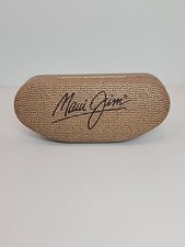 Maui Jim Sunglasses Hard Case Woven Print Tan Logo Protective Holder READ