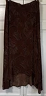Slinky Brand Women's Brown Paisley Asymmetrical Midi Skirt Packable Plus Sz 1X