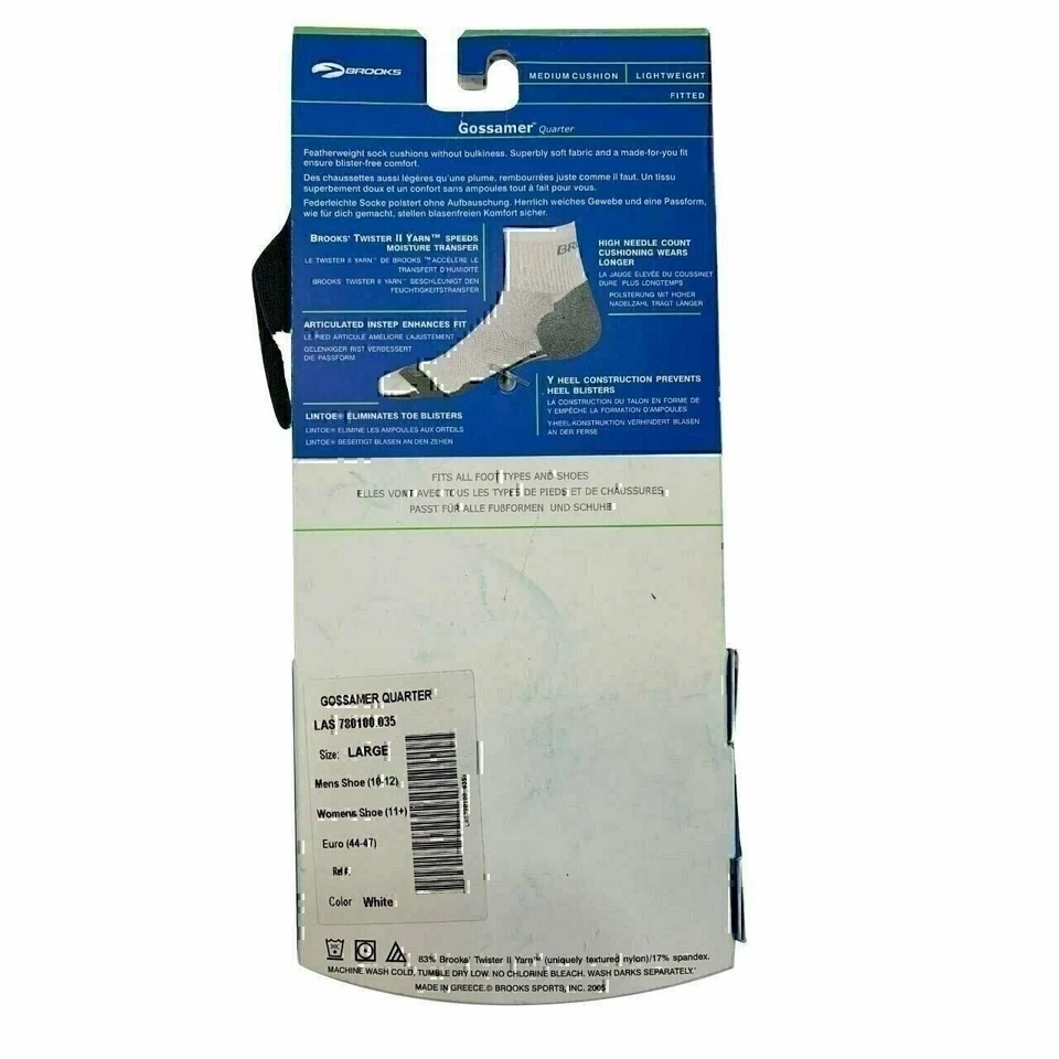 Calcetín para correr Brooks Gossamer de un cuarto de longitud con amortiguación grande (W11+, M10-12) Foto 3 de 4
