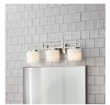 Hampton Bay Tustna 26" 3-Light Bathroom Vanity Light Brushed Nickel Opal Glass