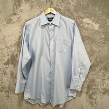 Nautica Blue Non-Iron Dress Shirt 100 Cotton 17.5 32/33 Classic Fit Pre-Owned