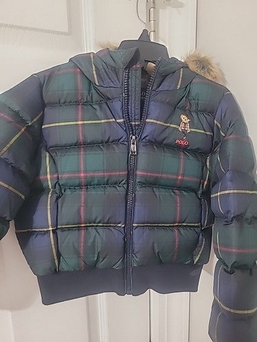 Polo Ralph Lauren Plaid Tartan Puffer Jacket Kids 4/4T - Picture 2 of 4